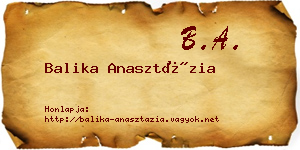 Balika Anasztázia névjegykártya